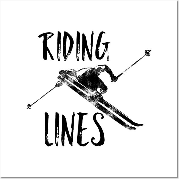 Riding Lines In The Snow, heli skiing, skiing artwork, boarding hoodie, trick t-shirts, piste, snow sports Wall Art by Style Conscious